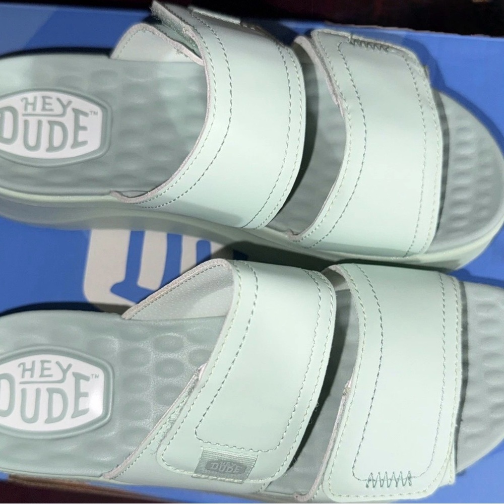 Hey Dude Mint Green Slide Sandals - Picture 2 of 6